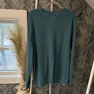 Men's Teal Long Sleeve Waffle Knit Shirt